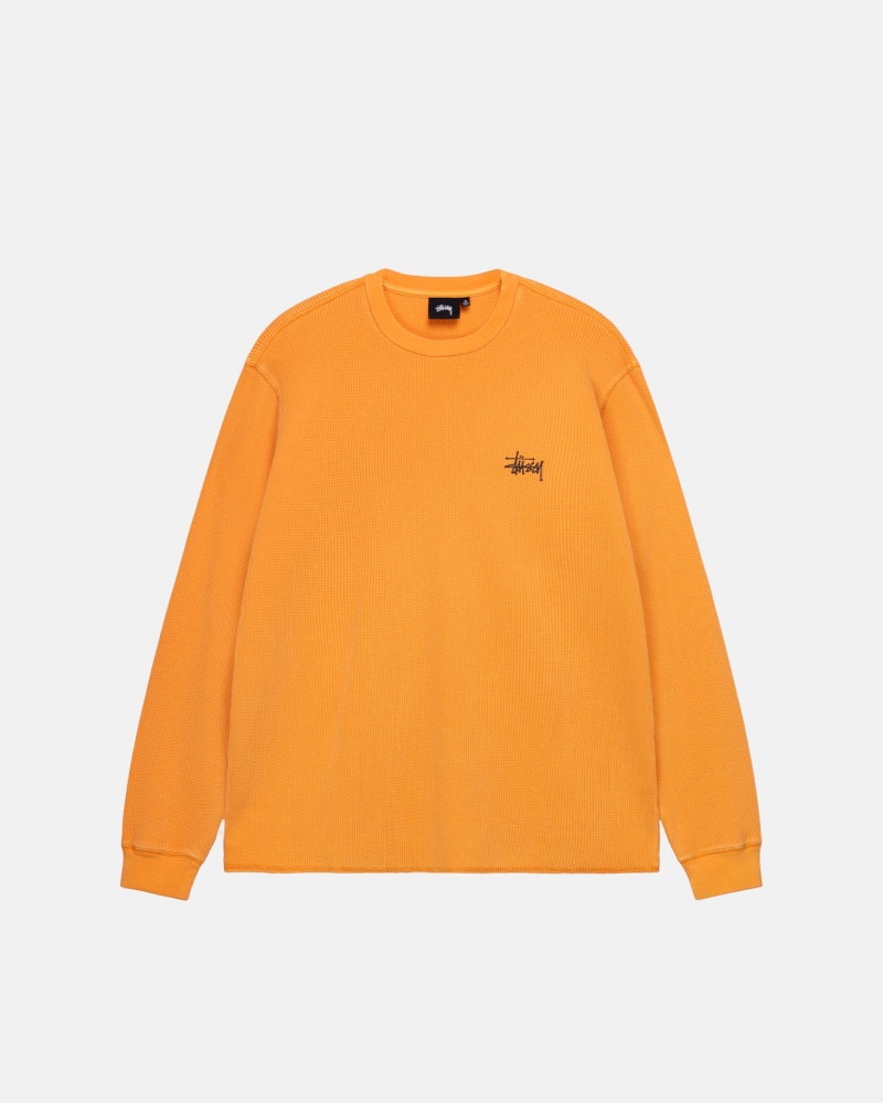 Stüssy Basic Stock Ls Thermal Long Sleeve Knit Heren Abrikoos | VU74-S4-MA