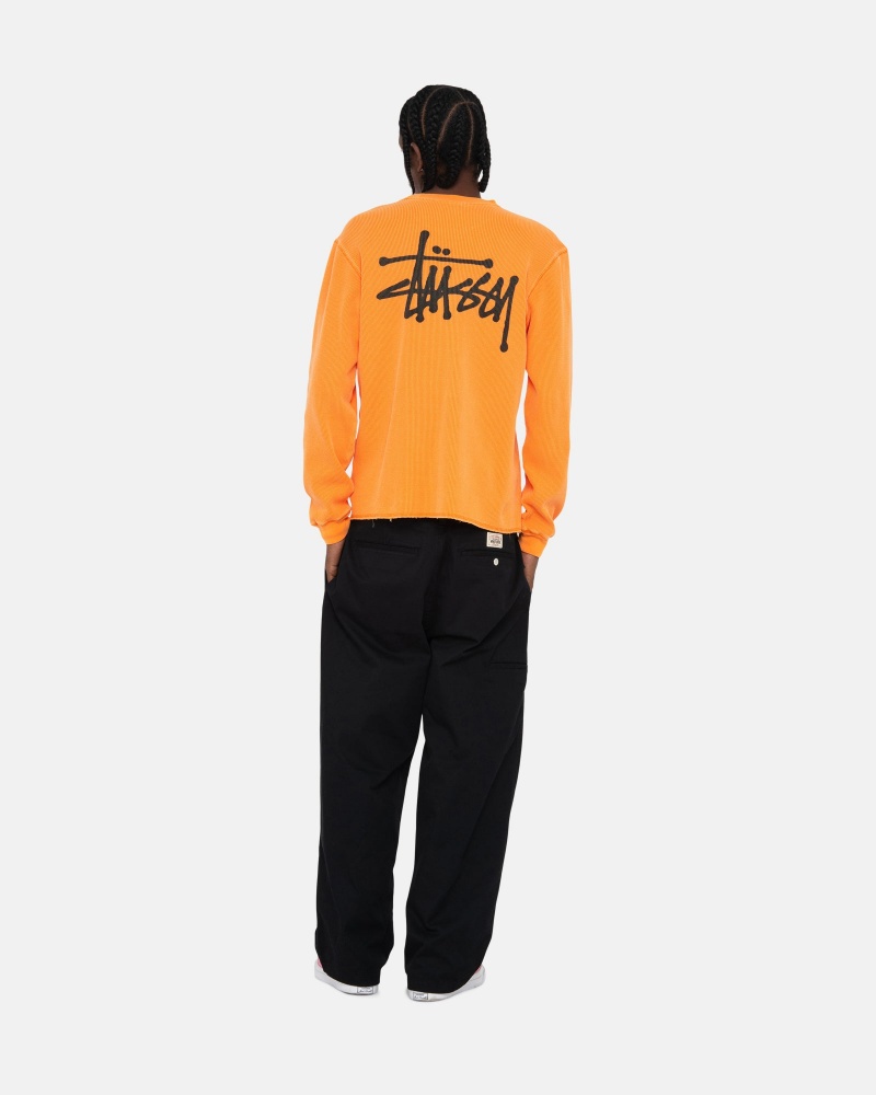 Stüssy Basic Stock Ls Thermal Long Sleeve Knit Heren Abrikoos | VU74-S4-MA