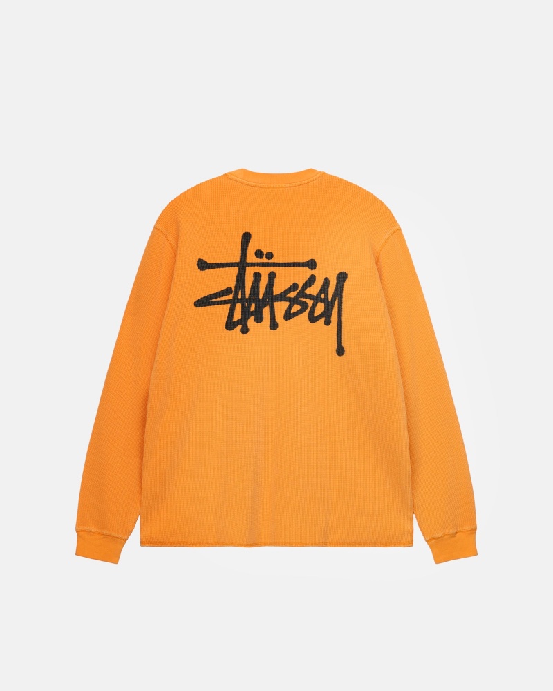 Stüssy Basic Stock Ls Thermal Long Sleeve Knit Heren Abrikoos | VU74-S4-MA