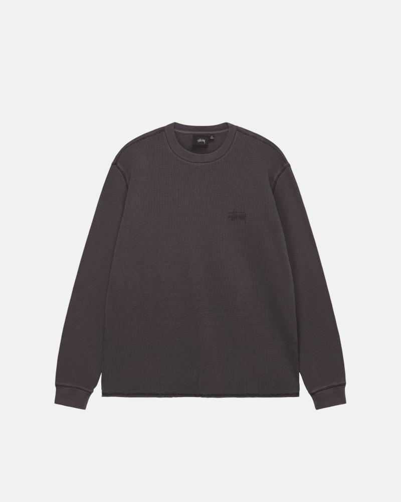 Stüssy Basic Stock Ls Thermal Long Sleeve Knit Unisex Zwart | AV56-R3-XD