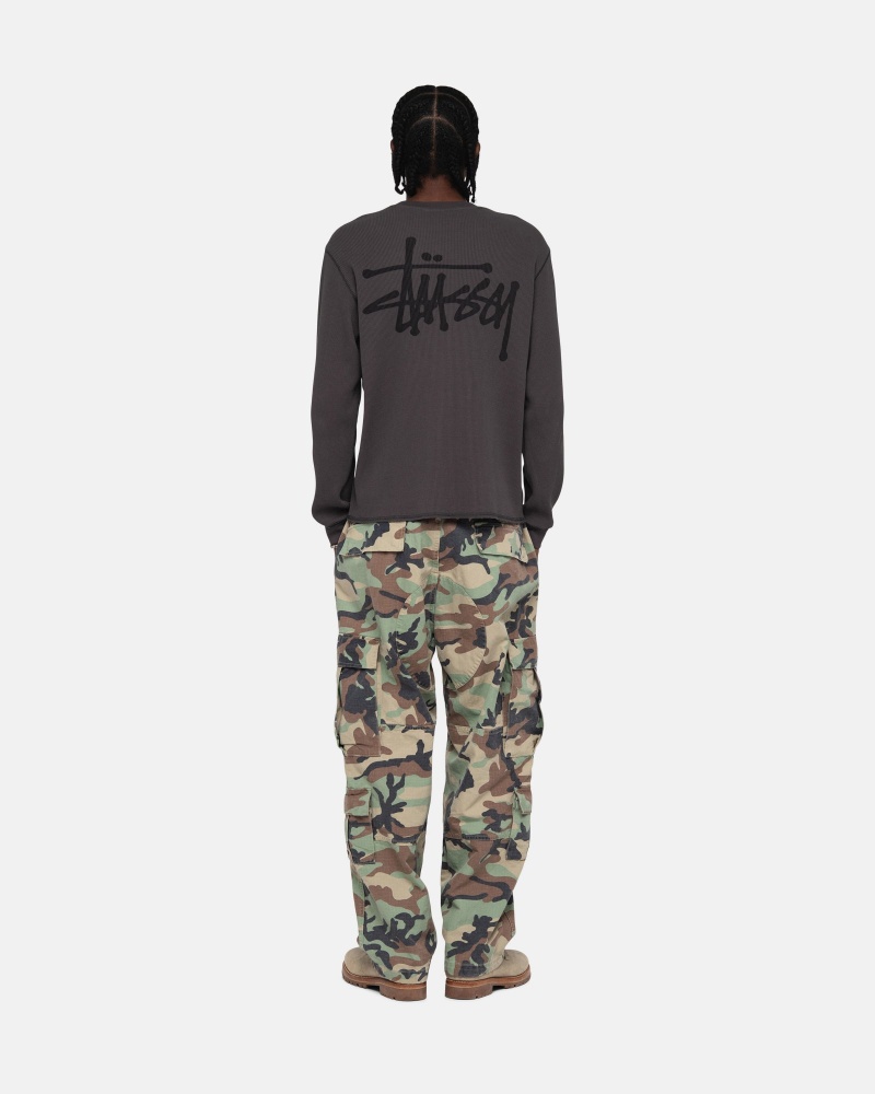 Stüssy Basic Stock Ls Thermal Long Sleeve Knit Unisex Zwart | AV56-R3-XD