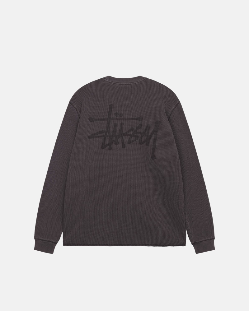 Stüssy Basic Stock Ls Thermal Long Sleeve Knit Unisex Zwart | AV56-R3-XD