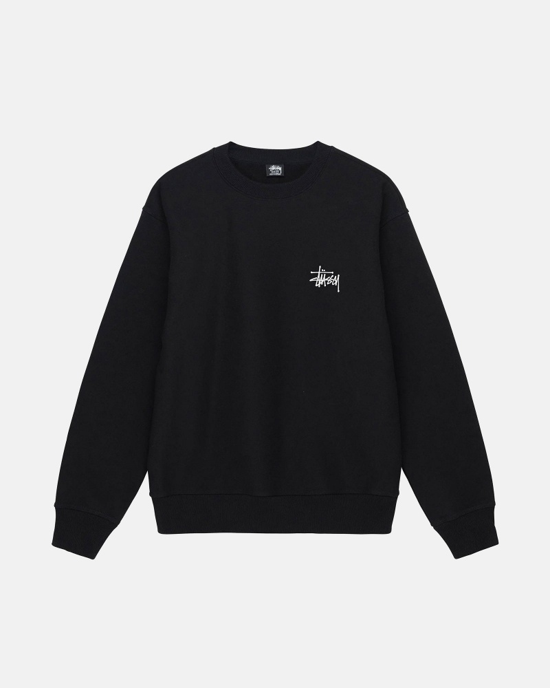 Stüssy Basic Stussy Crew Long Sleeve Sweatshirt Unisex Zwart | IK55-D0-BN