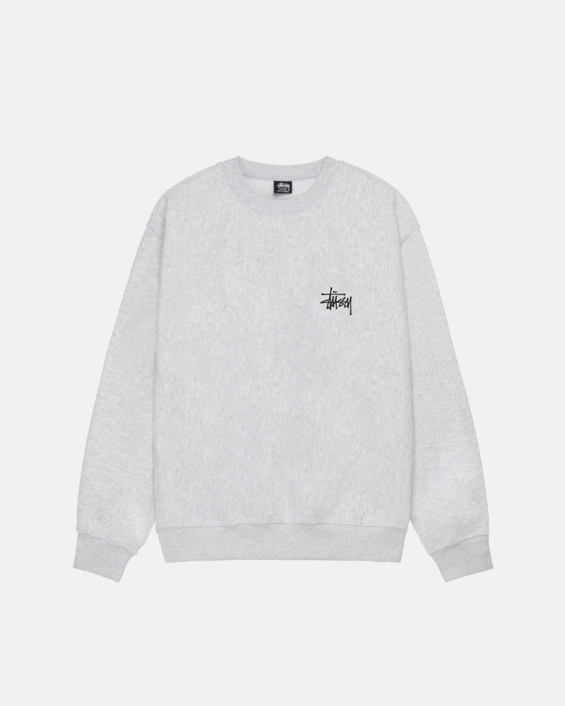 Stüssy Basic Stussy Crew Long Sleeve Sweatshirt Unisex Ash Heather | FU12-R9-TE