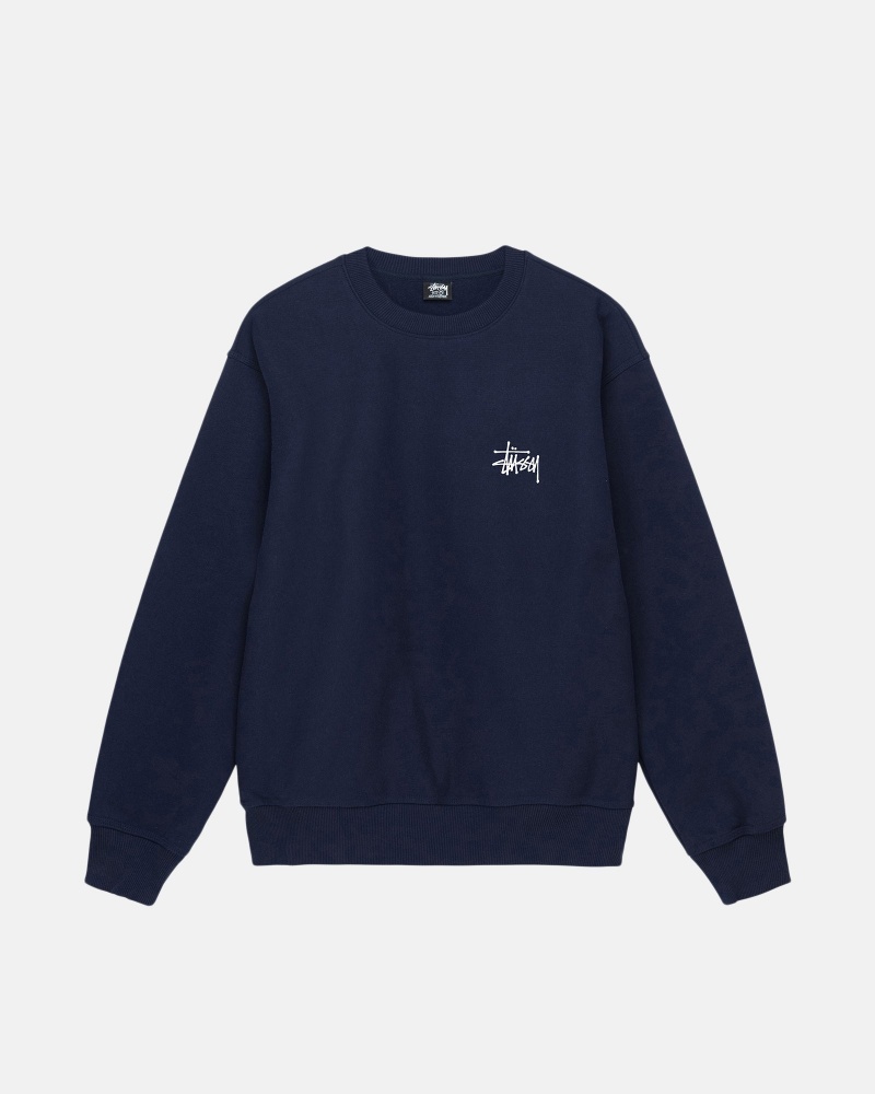 Stüssy Basic Stussy Crew Long Sleeve Sweatshirt Unisex Donkerblauw | FV32-L0-VL