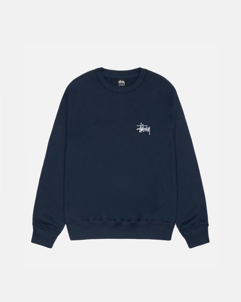 Stüssy Basic Stussy Crew Long Sleeve Sweatshirt Unisex Donkerblauw | RU66-G3-RY