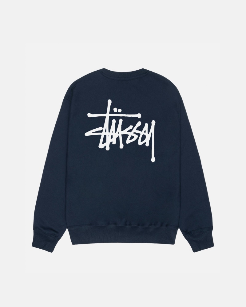 Stüssy Basic Stussy Crew Long Sleeve Sweatshirt Unisex Donkerblauw | RU66-G3-RY