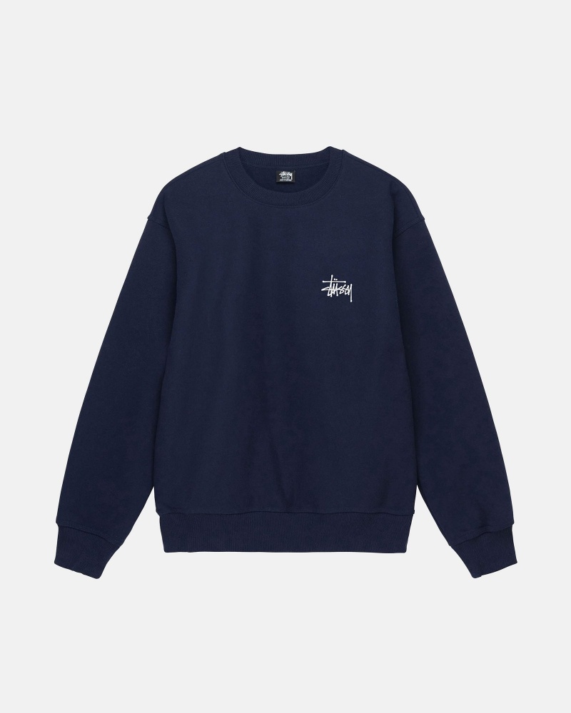 Stüssy Basic Stussy Crew Long Sleeve Sweatshirt Unisex Donkerblauw | FH04-D7-WS