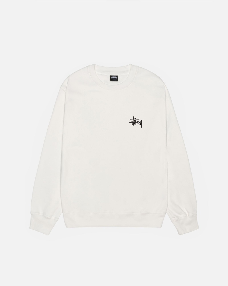 Stüssy Basic Stussy Crew Pigment Dyed Long Sleeve Sweatshirt Unisex Natural | JP15-X7-GT