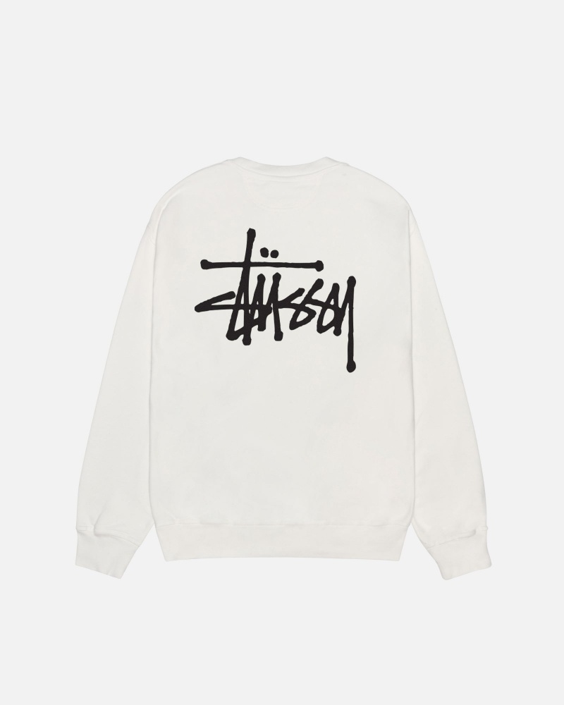 Stüssy Basic Stussy Crew Pigment Dyed Long Sleeve Sweatshirt Unisex Natural | JP15-X7-GT