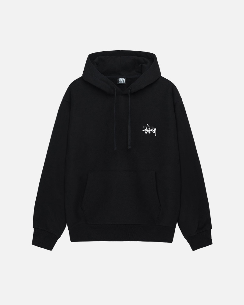 Stüssy Basic Stussy Hoodie Long Sleeve Sweatshirt Unisex Zwart | XZ48-H6-NN