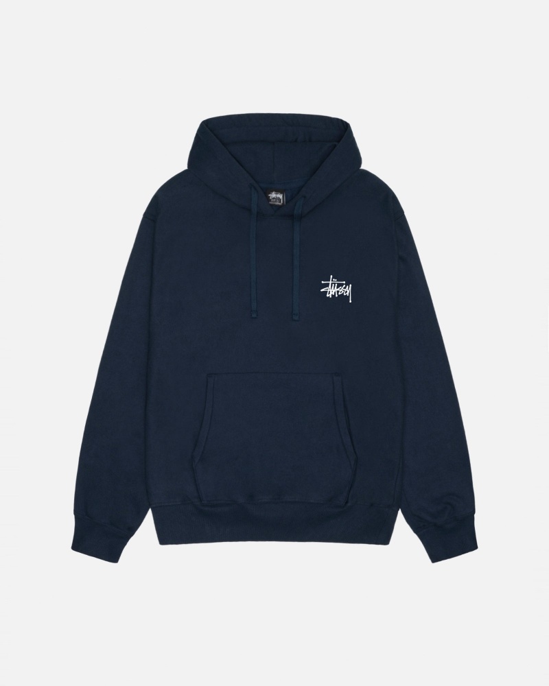 Stüssy Basic Stussy Hoodie Long Sleeve Sweatshirt Unisex Donkerblauw | UK16-I2-LK