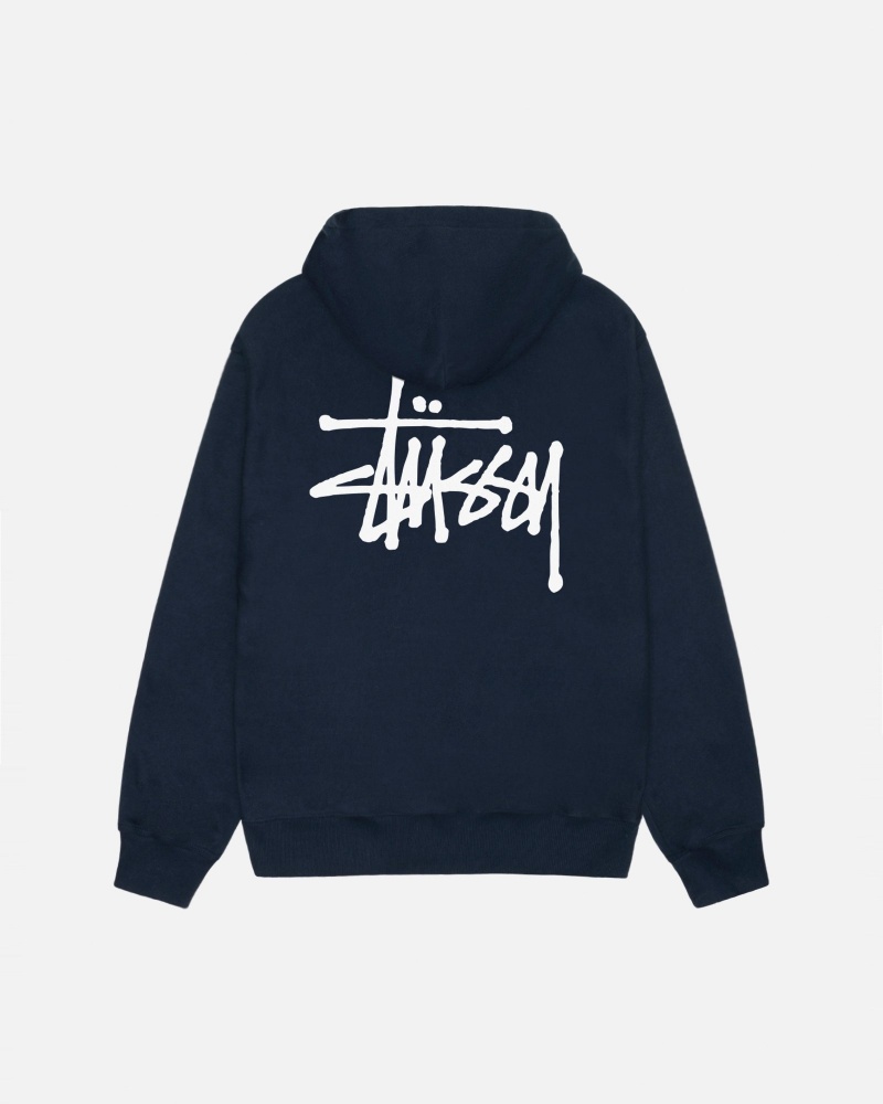 Stüssy Basic Stussy Hoodie Long Sleeve Sweatshirt Unisex Donkerblauw | UK16-I2-LK