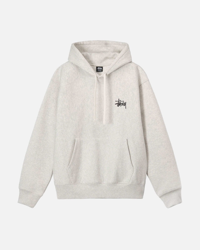 Stüssy Basic Stussy Hoodie Long Sleeve Sweatshirt Unisex Ash Heather | DF18-R9-HR