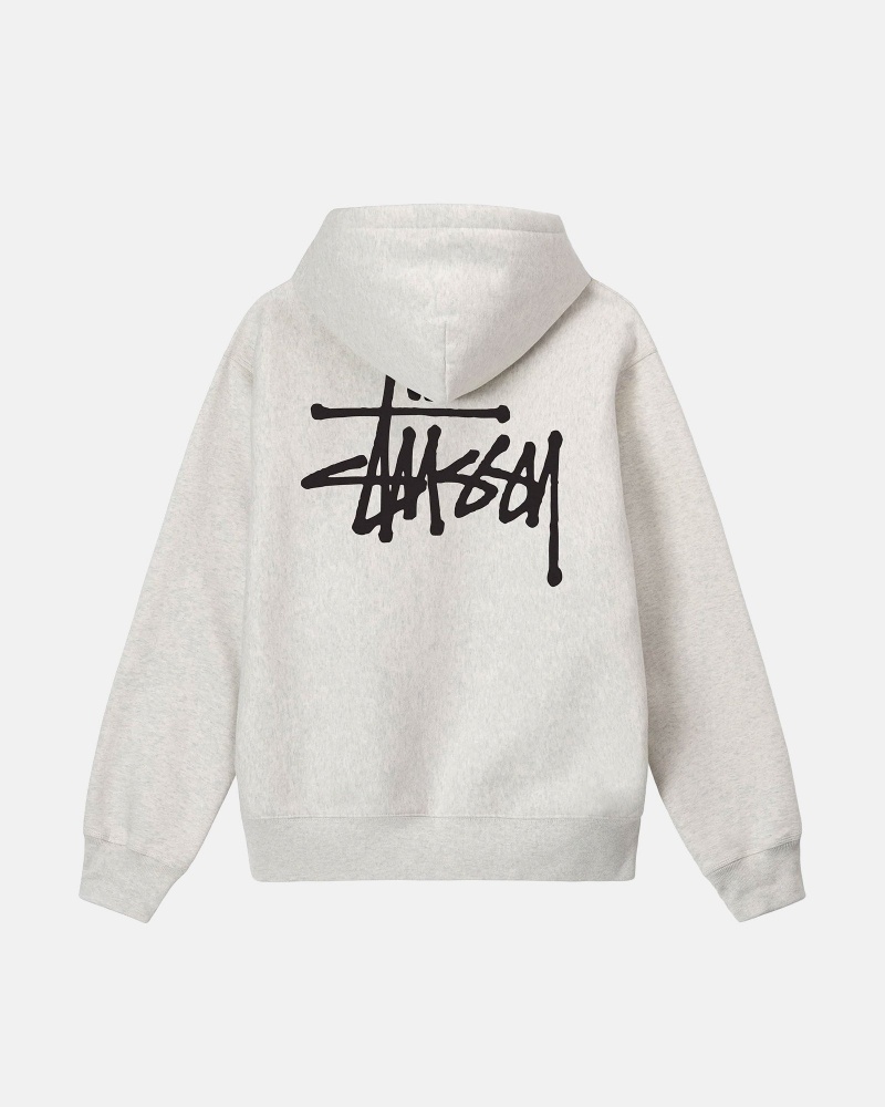 Stüssy Basic Stussy Hoodie Long Sleeve Sweatshirt Unisex Ash Heather | DF18-R9-HR