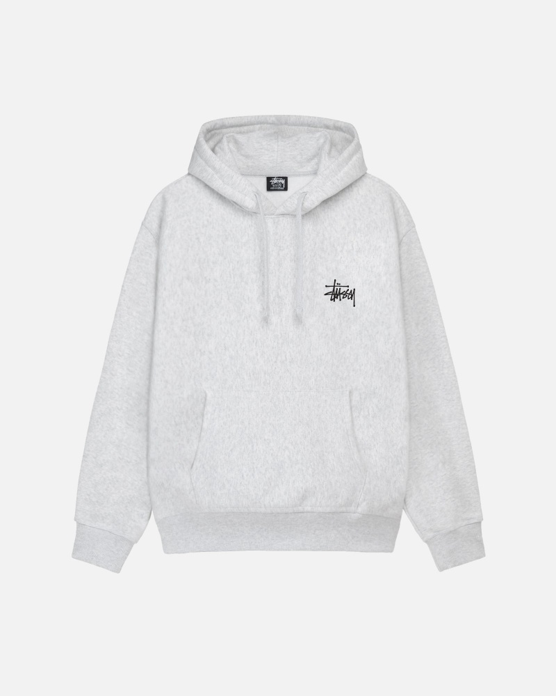 Stüssy Basic Stussy Hoodie Long Sleeve Sweatshirt Unisex Ash Heather | XW82-X4-PD