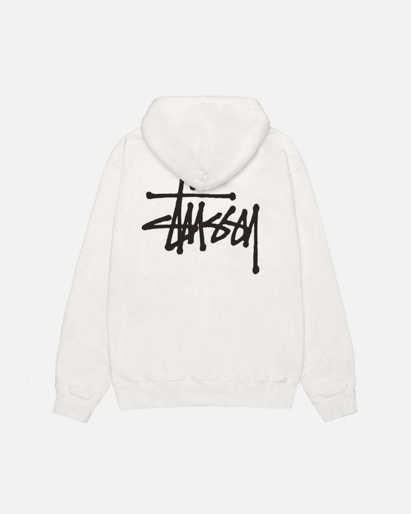 Stüssy Basic Stussy Hoodie Pigment Dyed Long Sleeve Sweatshirt Unisex Natural | JE69-G7-FI