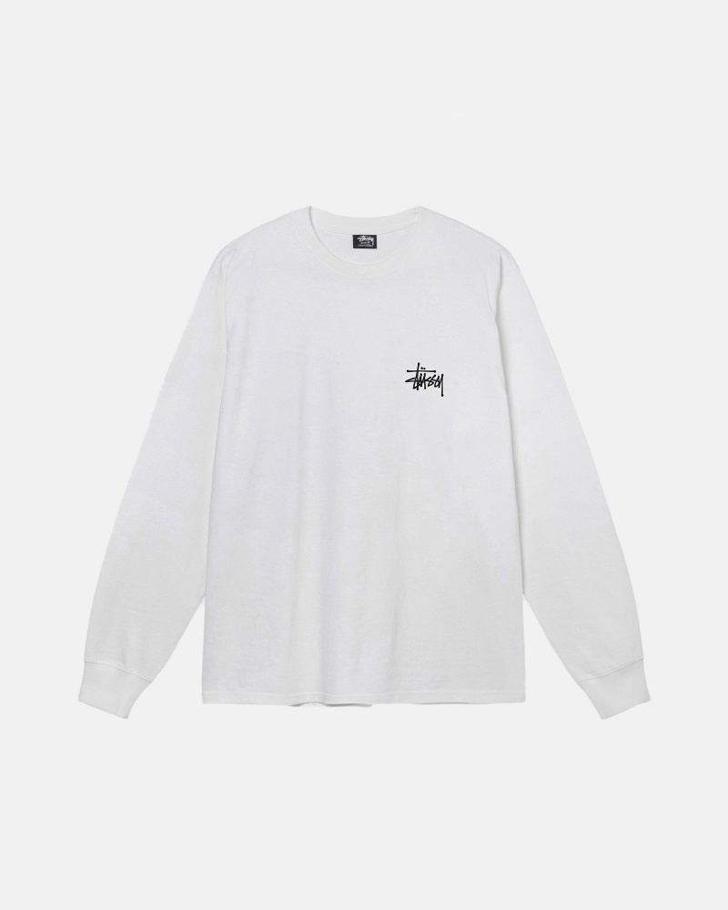 Stüssy Basic Stussy LS Tee Long Sleeve T-Shirt Heren Wit | YY85-A4-AP