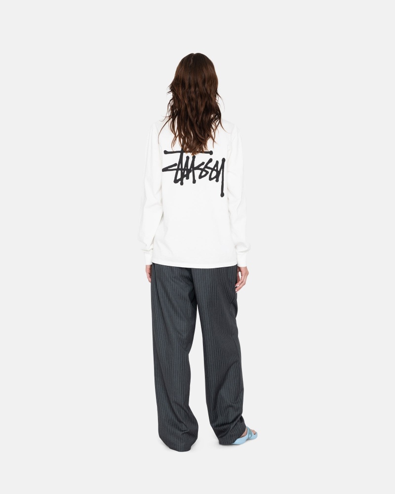 Stüssy Basic Stussy LS Tee Long Sleeve T-Shirt Heren Wit | YY85-A4-AP