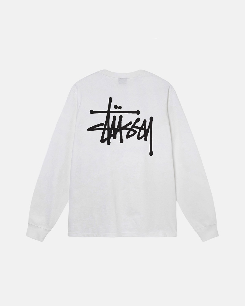 Stüssy Basic Stussy LS Tee Long Sleeve T-Shirt Heren Wit | YY85-A4-AP