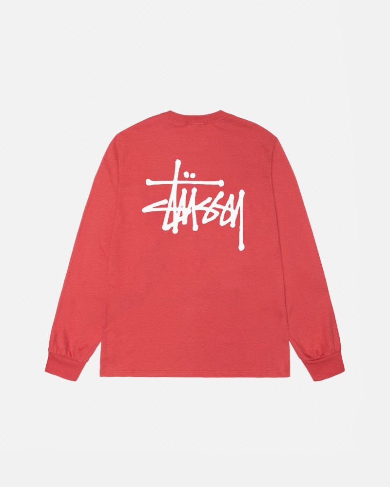 Stüssy Basic Stussy LS Tee Long Sleeve T-Shirt Unisex Pepper | QL04-R8-MX