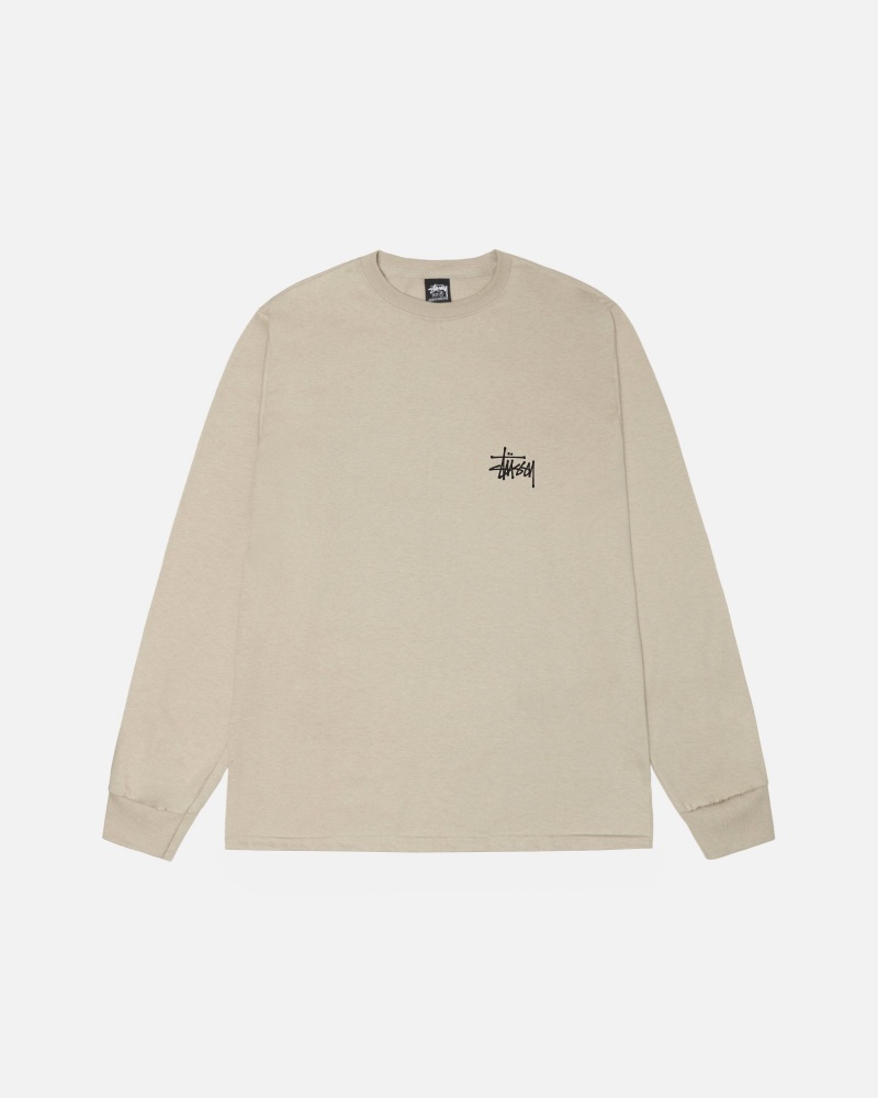 Stüssy Basic Stussy LS Tee Long Sleeve T-Shirt Unisex Khaki | NH77-H1-FJ