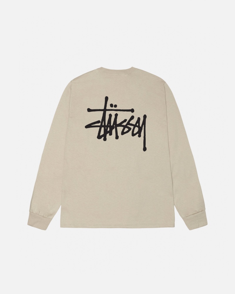 Stüssy Basic Stussy LS Tee Long Sleeve T-Shirt Unisex Khaki | NH77-H1-FJ