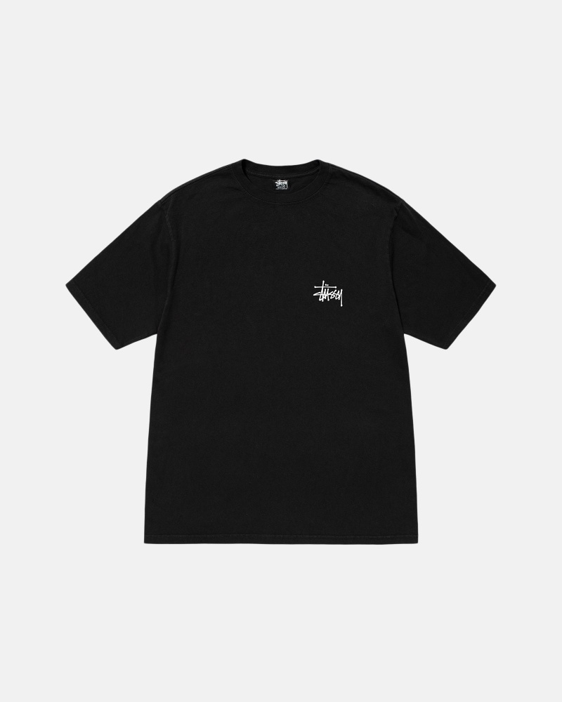 Stüssy Basic Stussy Tee Pigment Dyed Short Sleeve T-Shirt Unisex Zwart | IU17-T8-MJ