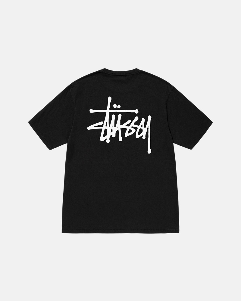 Stüssy Basic Stussy Tee Pigment Dyed Short Sleeve T-Shirt Unisex Zwart | IU17-T8-MJ