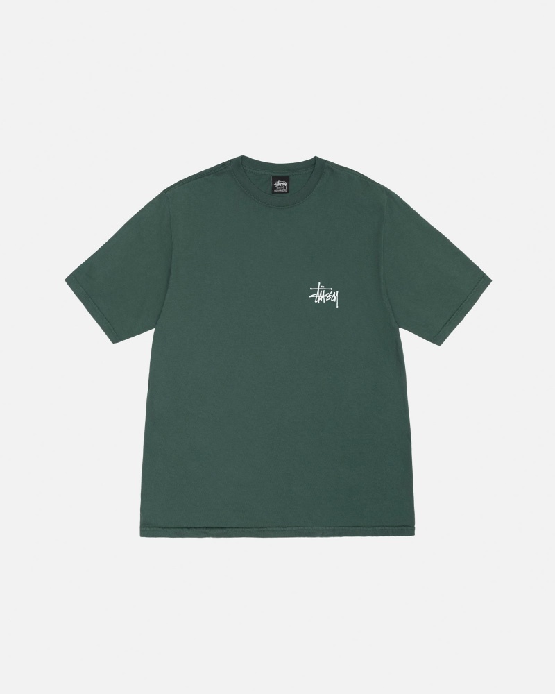 Stüssy Basic Stussy Tee Pigment Dyed Short Sleeve T-Shirt Unisex Forest | NP57-U7-KN