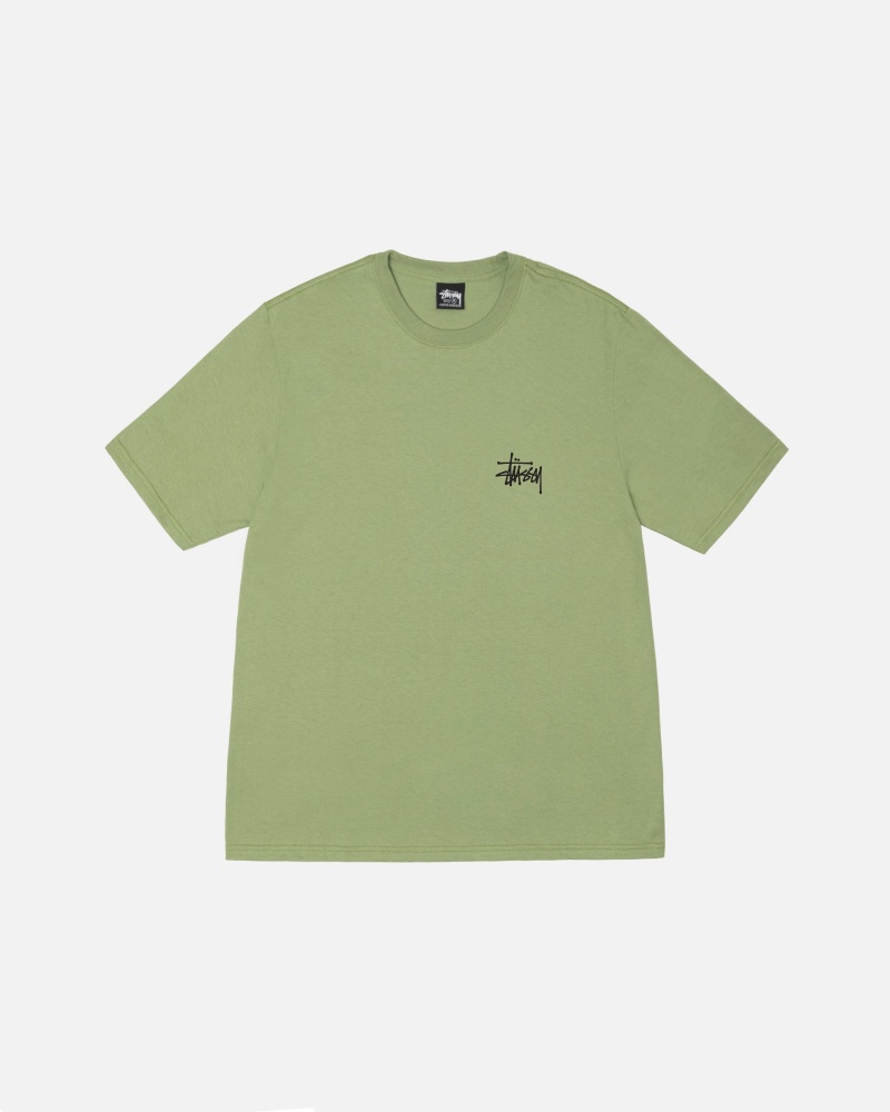 Stüssy Basic Stussy Tee Short Sleeve T-Shirt Unisex Moss | VR36-L6-VE