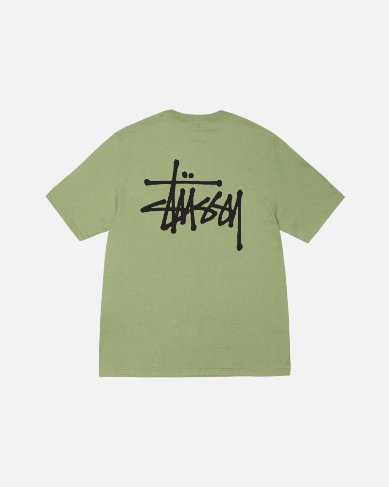 Stüssy Basic Stussy Tee Short Sleeve T-Shirt Unisex Moss | VR36-L6-VE