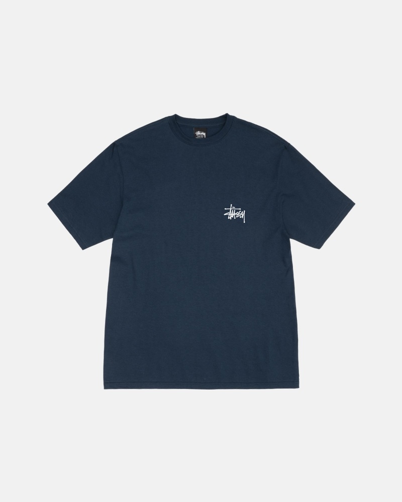 Stüssy Basic Stussy Tee Short Sleeve T-Shirt Unisex Donkerblauw | KG51-U0-ED