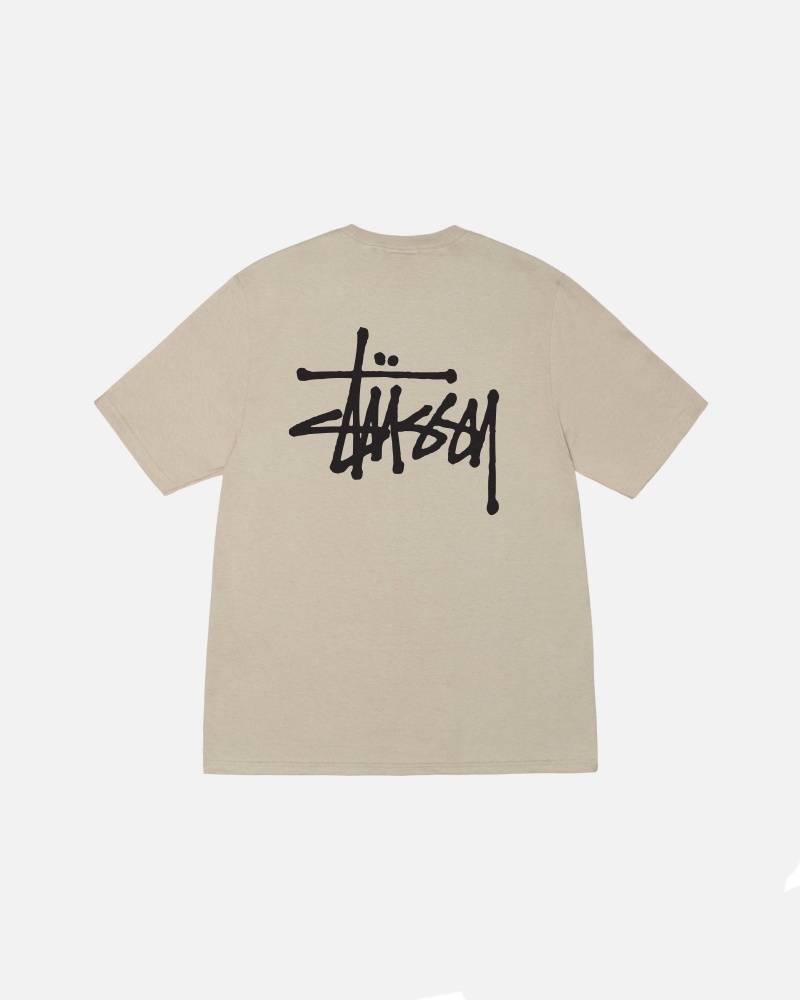 Stüssy Basic Stussy Tee Short Sleeve T-Shirt Unisex Khaki | RZ98-O1-OC