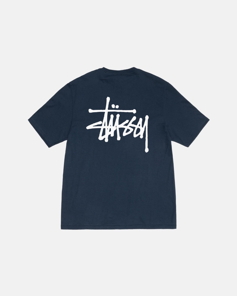 Stüssy Basic Stussy Tee Short Sleeve T-Shirt Unisex Donkerblauw | MQ09-E5-HQ