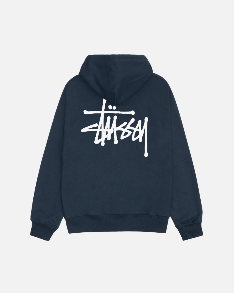 Stüssy Basic Stussy Zip Hoodie Long Sleeve Sweatshirt Unisex Donkerblauw | PN60-I0-YD