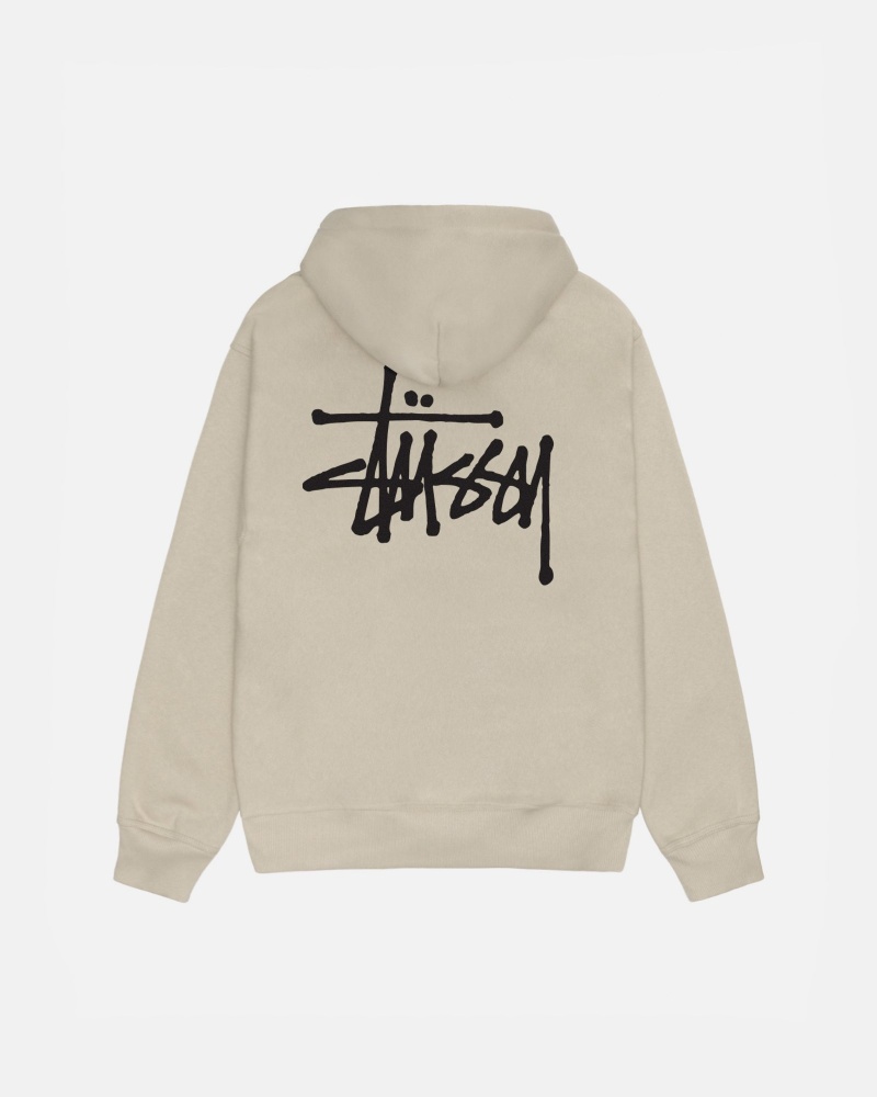 Stüssy Basic Stussy Zip Hoodie Long Sleeve Sweatshirt Unisex Khaki | YF01-Q9-JV