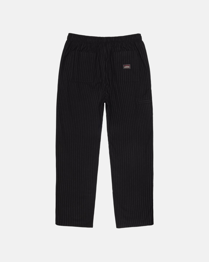 Stüssy Beach Pant Wol Stripe Broek Unisex Zwart | RJ33-K4-CB