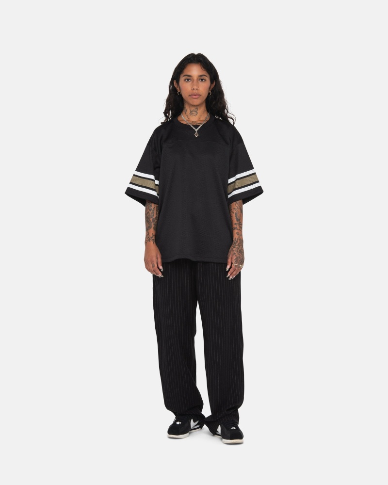 Stüssy Beach Pant Wol Stripe Broek Unisex Zwart | RJ33-K4-CB