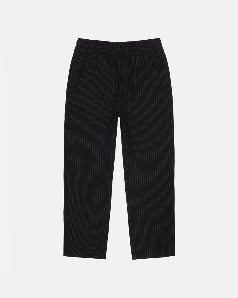 Stüssy Beach Pant Wol Stripe Broek Unisex Zwart | RJ33-K4-CB