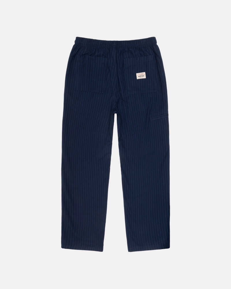 Stüssy Beach Pant Wol Stripe Broek Unisex Donkerblauw | RH40-G7-YL