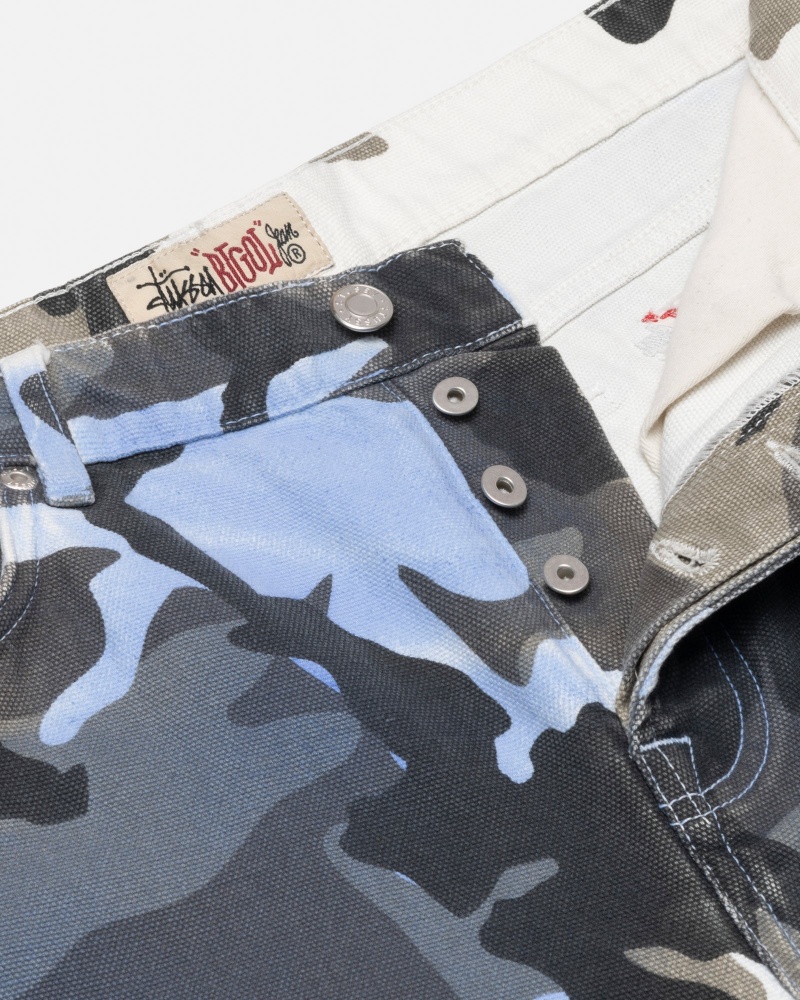 Stüssy Big Ol' Jean Spray Dye Canvas Denim Unisex Blauw Camo | NI21-U5-ZE