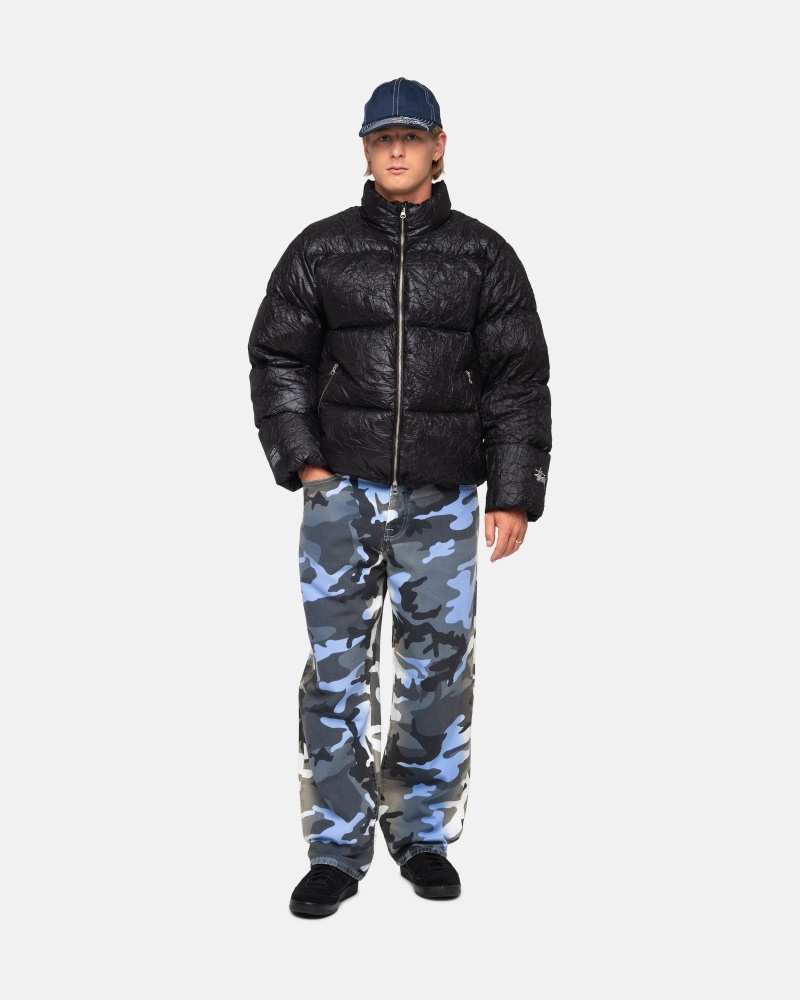 Stüssy Big Ol' Jean Spray Dye Canvas Denim Unisex Blauw Camo | NI21-U5-ZE