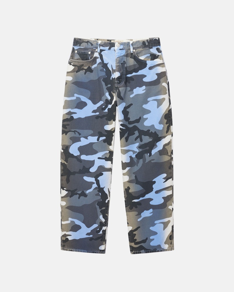 Stüssy Big Ol\' Jean Spray Dye Canvas Denim Unisex Blauw Camo | NI21-U5-ZE