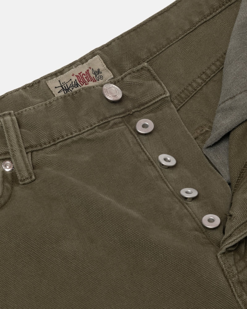 Stüssy Big Ol' Jean Washed Canvas Broek Unisex Olijfgroen | UJ79-B2-MW