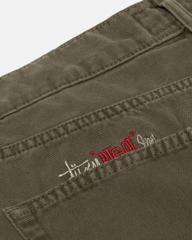 Stüssy Big Ol' Jean Washed Canvas Broek Unisex Olijfgroen | UJ79-B2-MW