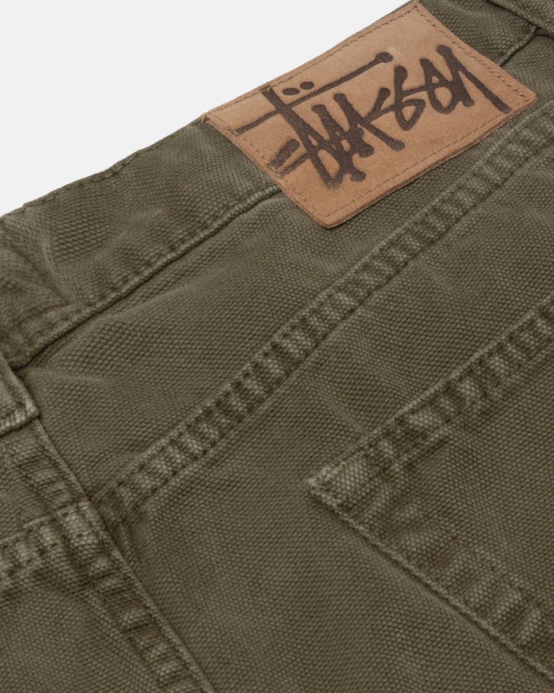 Stüssy Big Ol' Jean Washed Canvas Broek Unisex Olijfgroen | UJ79-B2-MW