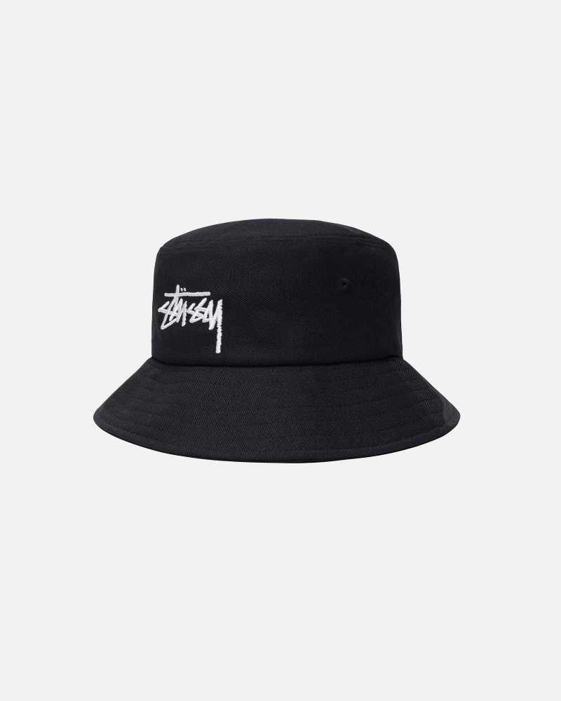 Stüssy Big Stock Bucket Hat Bucket Hat Unisex Zwart | VI98-Q2-VV