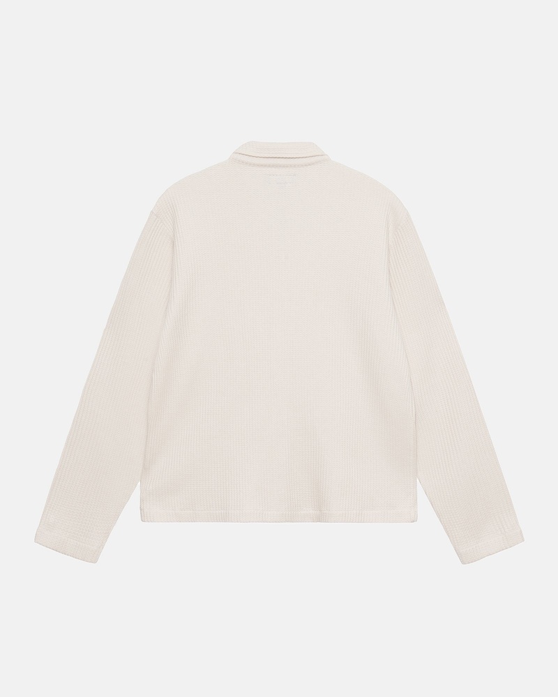 Stüssy Big Thermal Zip Shirt Long Sleeve Knit Unisex Natural | IU93-N9-GC