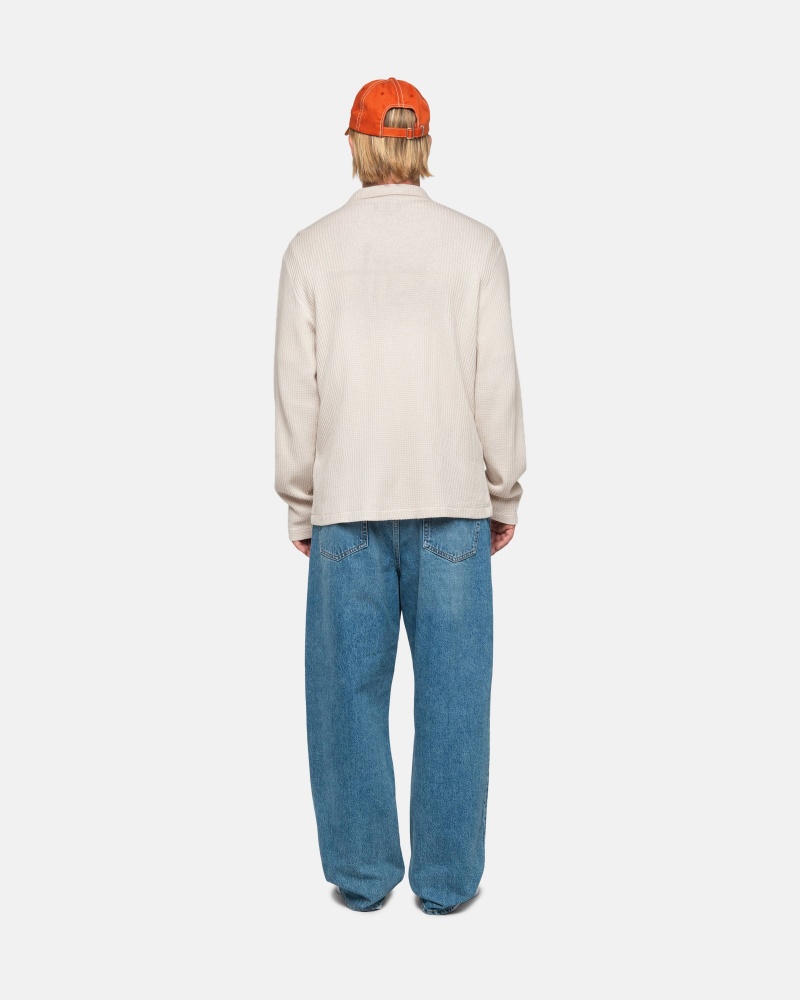 Stüssy Big Thermal Zip Shirt Long Sleeve Knit Unisex Natural | IU93-N9-GC